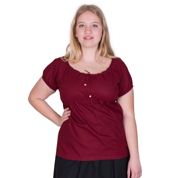 Medieval Blouse Aren, short-sleeved, wine red XL