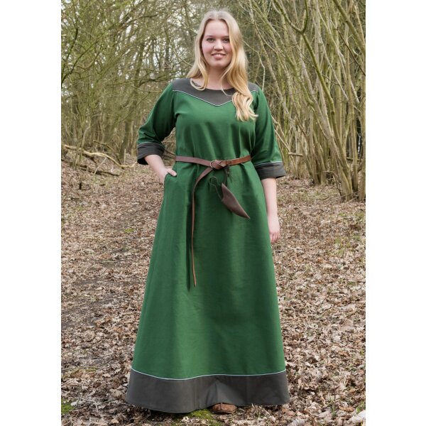 Medieval Dress Gesine, Canvas, green XL
