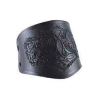 Bracer leather Wristguard with Thors Hammer Motif, short in black