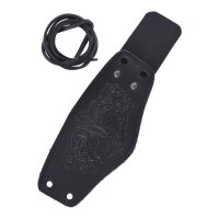 Bracer leather Wristguard with Thors Hammer Motif, short in black