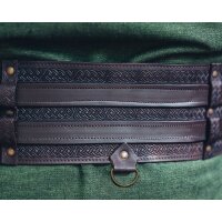 Epic Viking wide belt with knot pattern embossing dark brown 120cm
