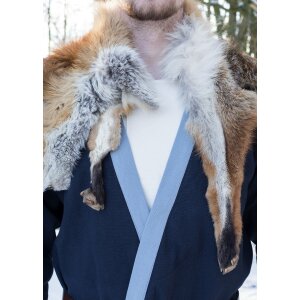 Klappenrock Bjorn, Wikinger-Mantel mit Borte, dunkelblau L