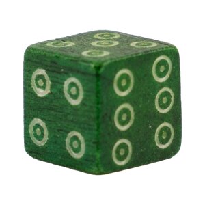 bone dice colored green