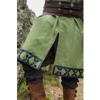 Viking tunic with genuine leather applications - green