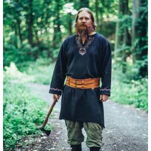 Viking Tunic with embroidery - black