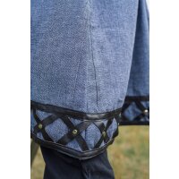 Viking Tunic with leather applications - blue XXXL