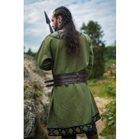 Viking Tunic with leather applications - green XL