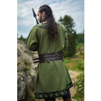 Viking tunic with genuine leather applications - green XXXL