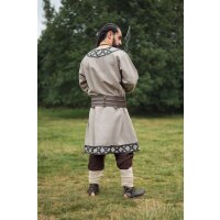 Viking Tunic with leather applications - gray M