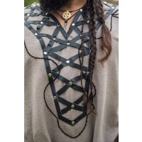 Viking Tunic with leather applications - gray L