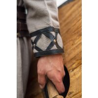 Viking Tunic with leather applications - gray XXXL