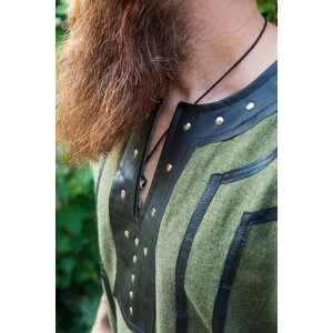 Viking short-sleeved Tunic with leather applications - green M