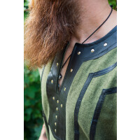 Viking short-sleeved Tunic with leather applications - green XL