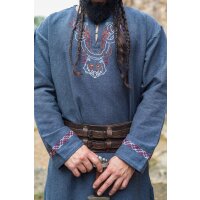 Viking Tunic with embroidery - blue-grey M