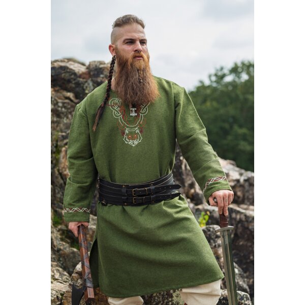 Viking Tunic with embroidery - Green S