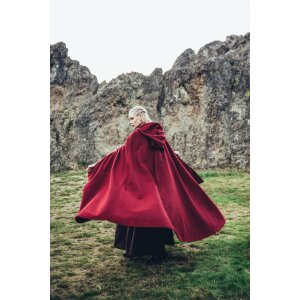 Medieval Cape Wool with Embroidery Red