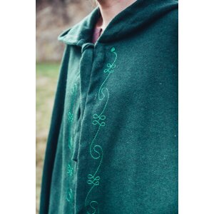 Medieval Cape Wool with Embroidery Green