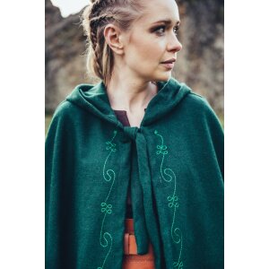 Medieval Cape Wool with Embroidery Green