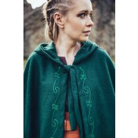 Medieval Cape Wool with Embroidery Green