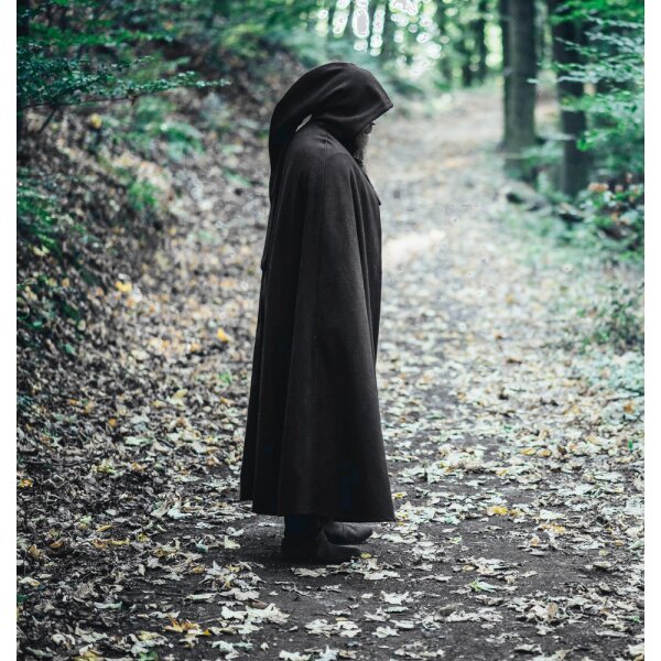 Medieval Wool Cape with long Hood black