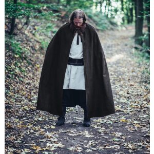 Medieval Wool Cape with long Hood black