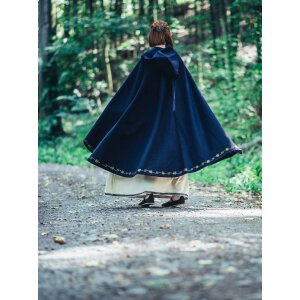 Short Medieval Cape Wool Blue