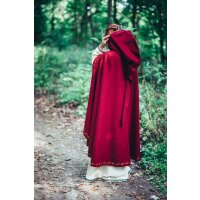 Kurzer Mittelalter Mantel mit Kapuze Wolle Rot