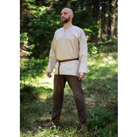 Medieval shirt beige long sleeve linen S/M