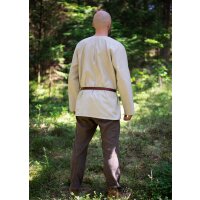 Medieval shirt beige long sleeve linen S/M