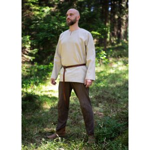 Medieval shirt beige long sleeve linen L/XL