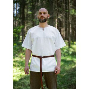 Medieval shirt white short sleeve linen L/XL