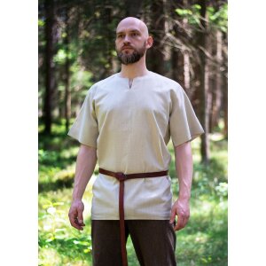 Mittelalterhemd beige Kurzarm Leinen L/XL