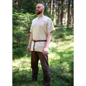 Mittelalterhemd beige Kurzarm Leinen L/XL