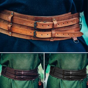 Epic Viking Wide Belt with Knotwork Pattern brown
