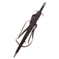 Sword scabbard with leather belt,  approx. 76 cm