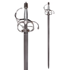  Swept Hilt Rapier with Broad Blade, Wire-wrapped Grip 