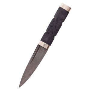 Sgian Dubh Knife with Damascus steel blade and sheath 