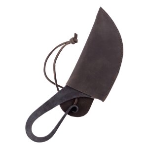 Medieval practical knife, large, hand-forged, with leather sheat