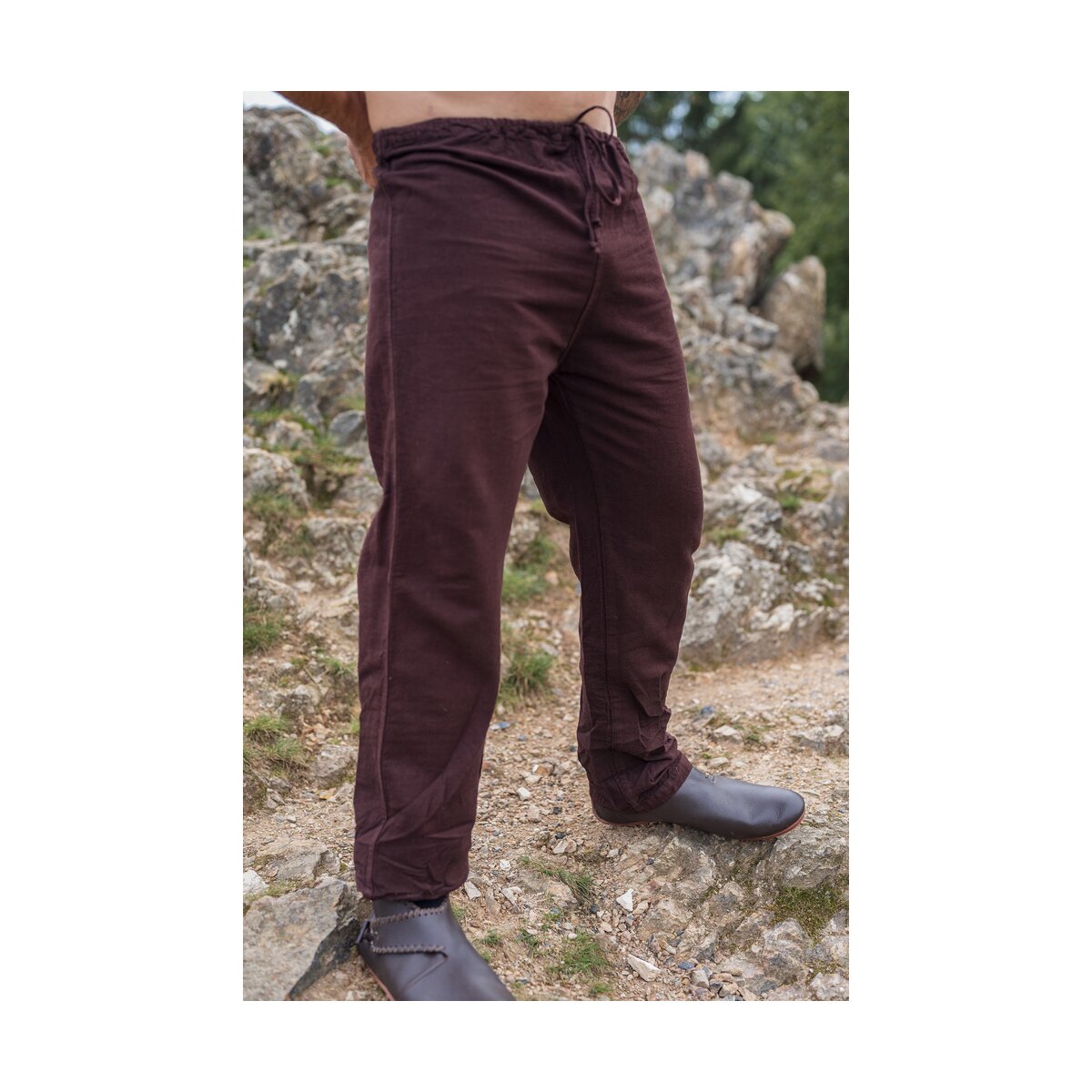 Pantaloni di lino "Asmund" Marrone scuro