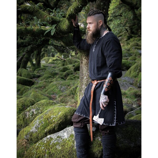 Viking Tunic with embroidery black XL