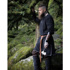 Viking Tunic with embroidery black XXXL
