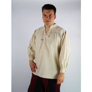 Laced Shirt cotton/linen natural XXXL
