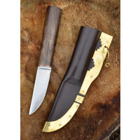 Viking knife with walnut handle and leather sheath