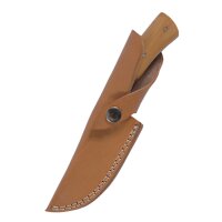 Hunting knife with olive wood handle, ca.20 cm andleather sheath