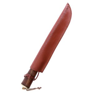 Utility knife with rosewood handle and leather sheath