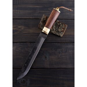 Utility knife with rosewood handle and leather sheath
