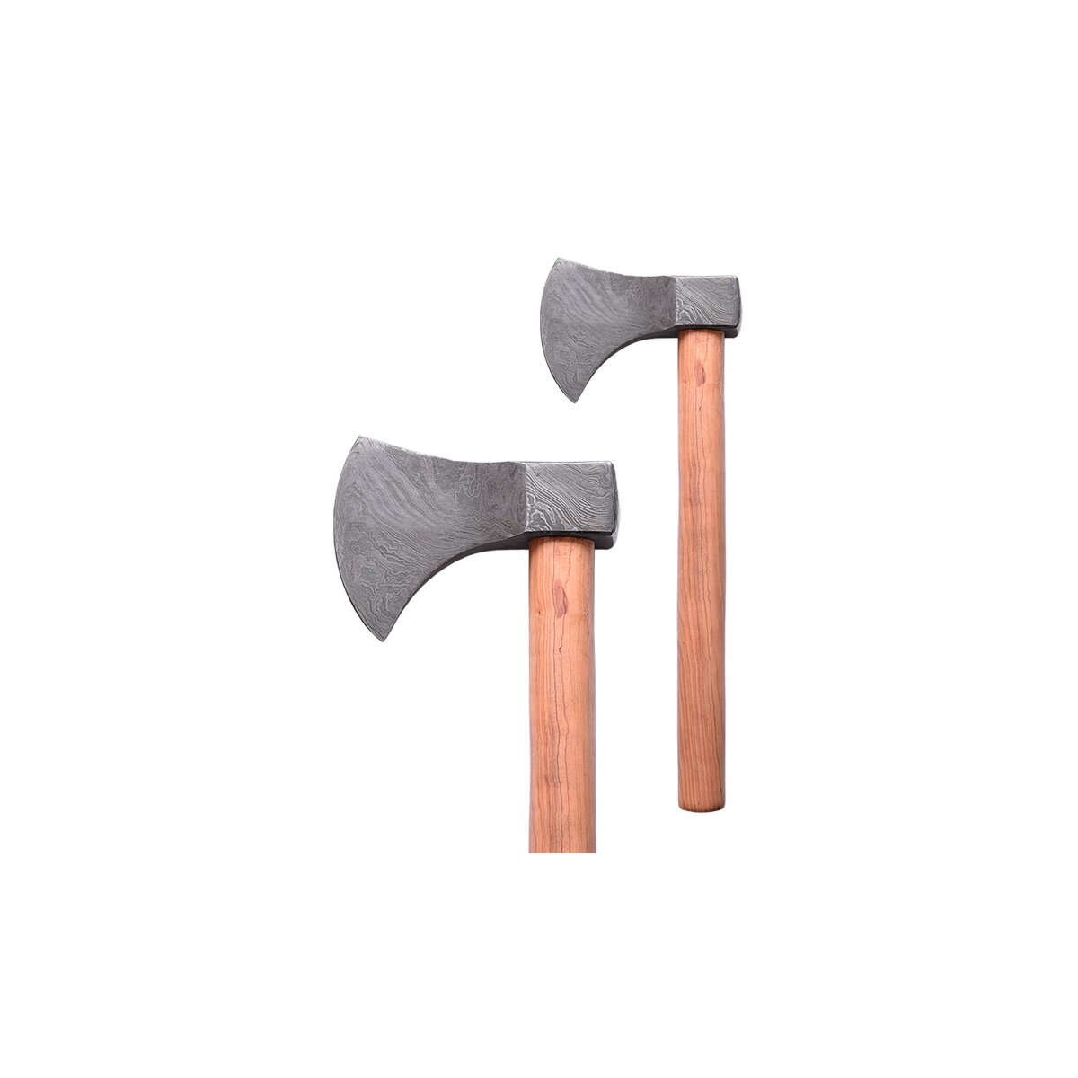 Damascus steel axe with wooden handle