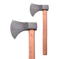 Damascus steel axe with wooden handle