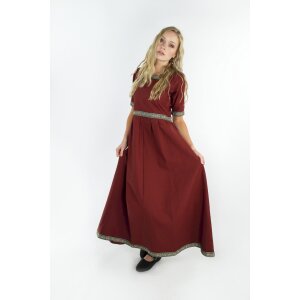 Kurzärmliges Kleid mit Bordüre Rot