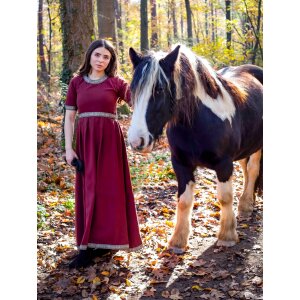 Kurzarmkleid mit Bord&uuml;re Rot...